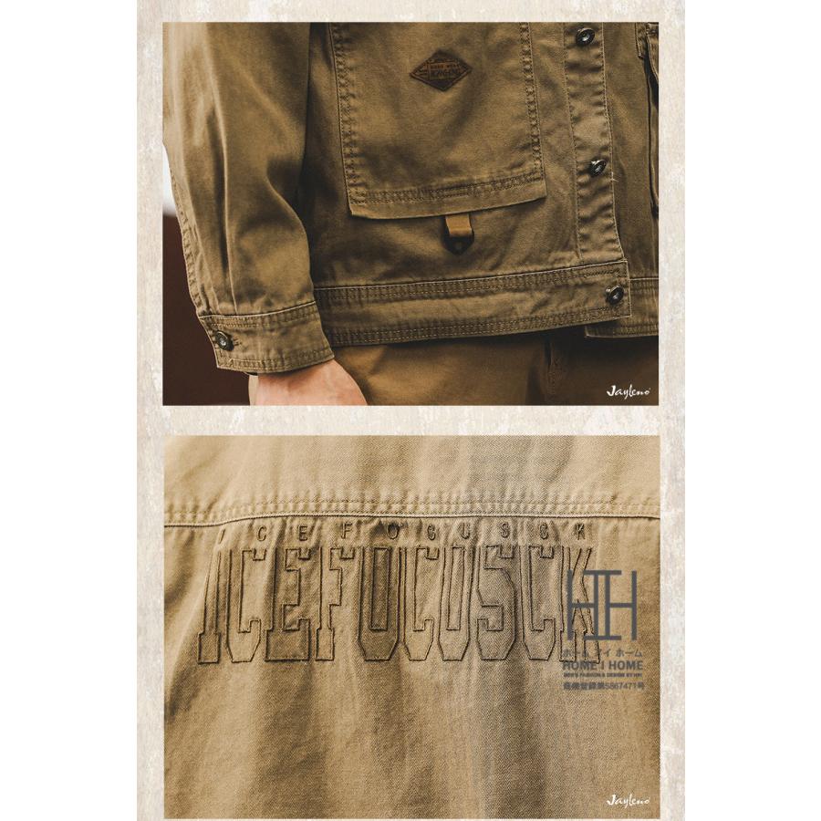 ワークシャツ シャツジャケット カバーオール メンズ 長袖 ヘビーウェイト ヘリンボーン 厚手 CPOシャツ ウォッシュ加工 長袖シャツ ジャンパー 大きいサイズ | ホームアイホーム | 13