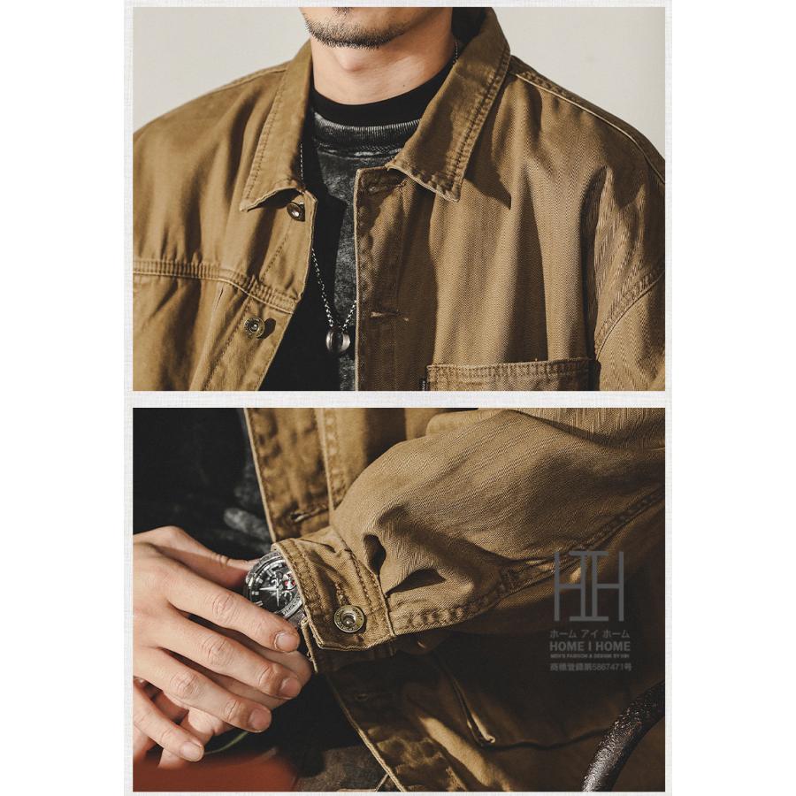 ワークシャツ シャツジャケット カバーオール メンズ 長袖 ヘビーウェイト ヘリンボーン 厚手 CPOシャツ ウォッシュ加工 長袖シャツ ジャンパー 大きいサイズ | ホームアイホーム | 14