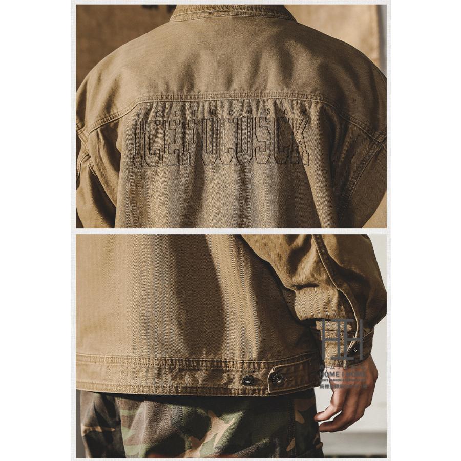 ワークシャツ シャツジャケット カバーオール メンズ 長袖 ヘビーウェイト ヘリンボーン 厚手 CPOシャツ ウォッシュ加工 長袖シャツ ジャンパー 大きいサイズ | ホームアイホーム | 15