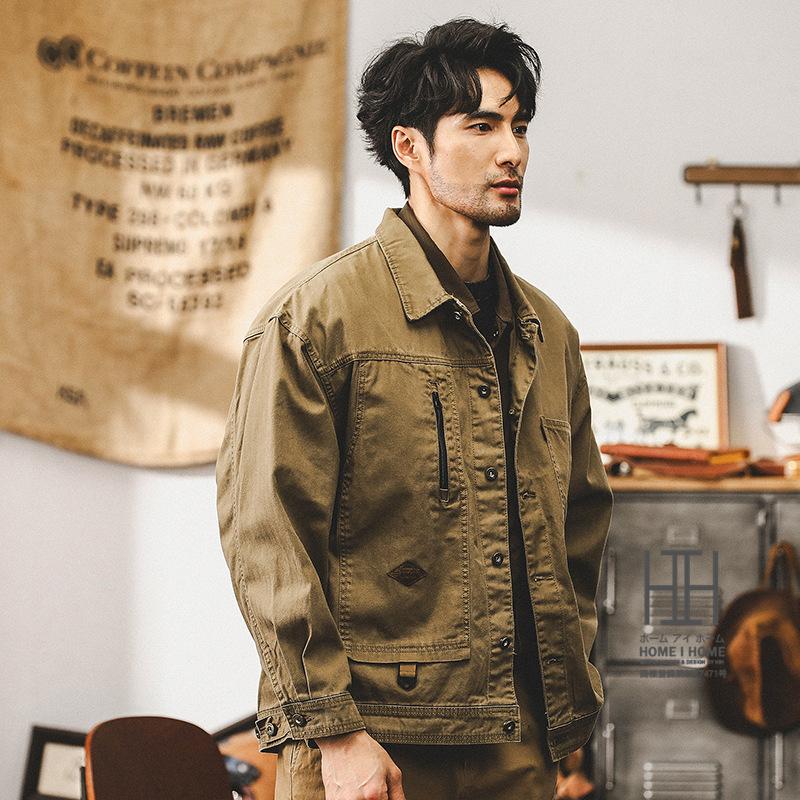 ワークシャツ シャツジャケット カバーオール メンズ 長袖 ヘビーウェイト ヘリンボーン 厚手 CPOシャツ ウォッシュ加工 長袖シャツ ジャンパー 大きいサイズ | ホームアイホーム | 01