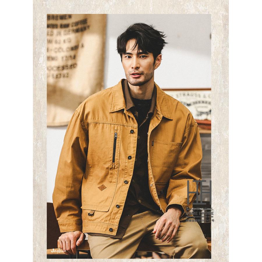 ワークシャツ シャツジャケット カバーオール メンズ 長袖 ヘビーウェイト ヘリンボーン 厚手 CPOシャツ ウォッシュ加工 長袖シャツ ジャンパー 大きいサイズ | ホームアイホーム | 07