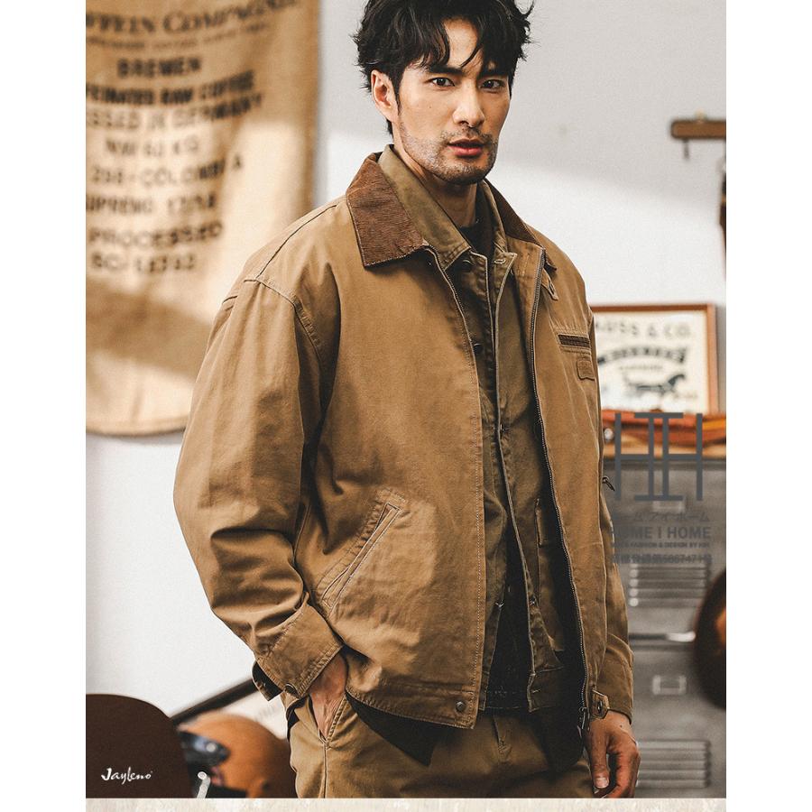 ジャケット デトロイトジャケット メンズ コーデュロイ襟 ワークジャケット ロゴ ワークウェア ブルゾン 防風 大きいサイズ メンズジャケット アウトドア | ホームアイホーム | 10