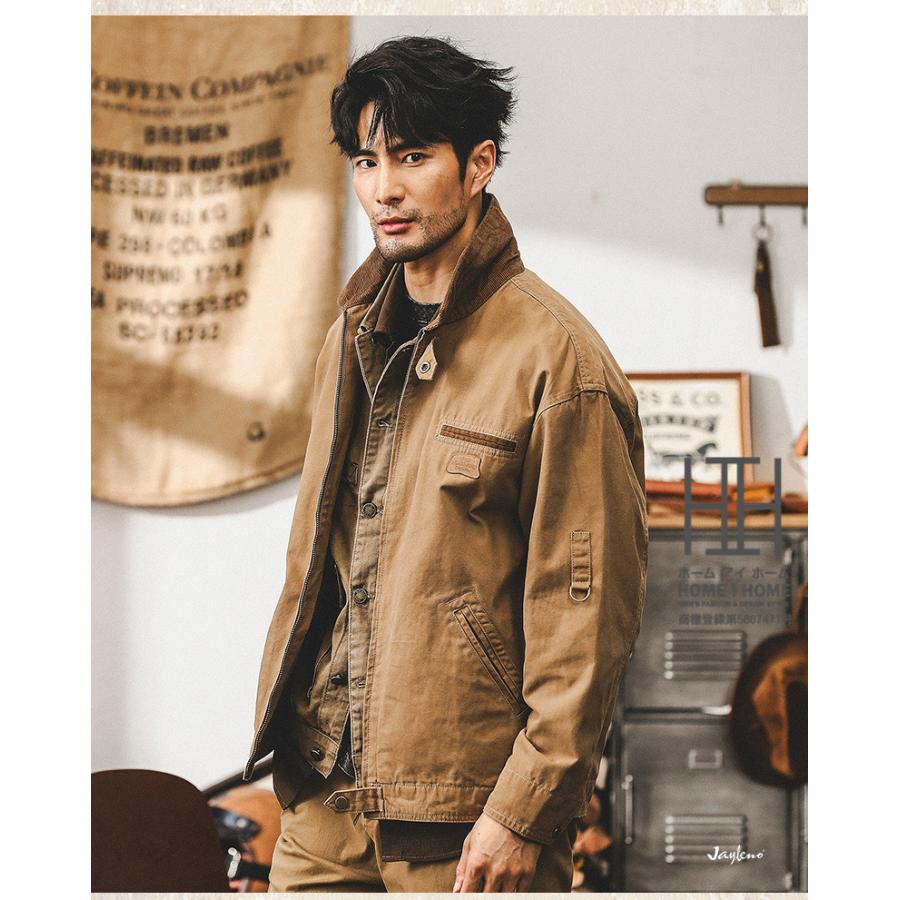 ジャケット デトロイトジャケット メンズ コーデュロイ襟 ワークジャケット ロゴ ワークウェア ブルゾン 防風 大きいサイズ メンズジャケット アウトドア | ホームアイホーム | 12