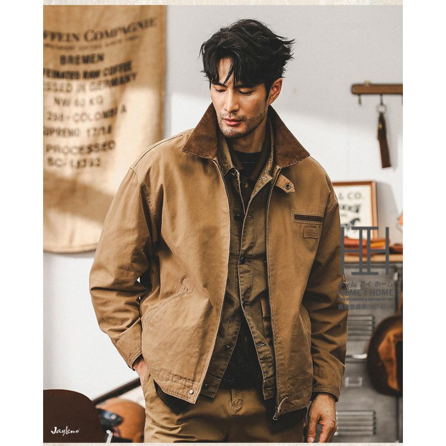 ジャケット デトロイトジャケット メンズ コーデュロイ襟 ワークジャケット ロゴ ワークウェア ブルゾン 防風 大きいサイズ メンズジャケット アウトドア | ホームアイホーム | 13