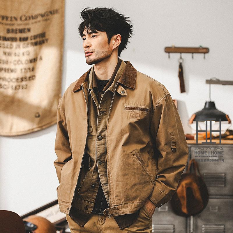 ジャケット デトロイトジャケット メンズ コーデュロイ襟 ワークジャケット ロゴ ワークウェア ブルゾン 防風 大きいサイズ メンズジャケット アウトドア | ホームアイホーム | 01