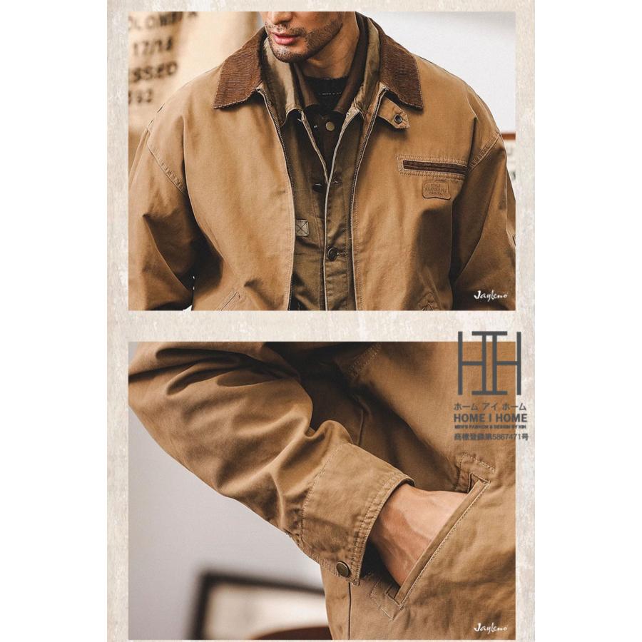 ジャケット デトロイトジャケット メンズ コーデュロイ襟 ワークジャケット ロゴ ワークウェア ブルゾン 防風 大きいサイズ メンズジャケット アウトドア | ホームアイホーム | 06