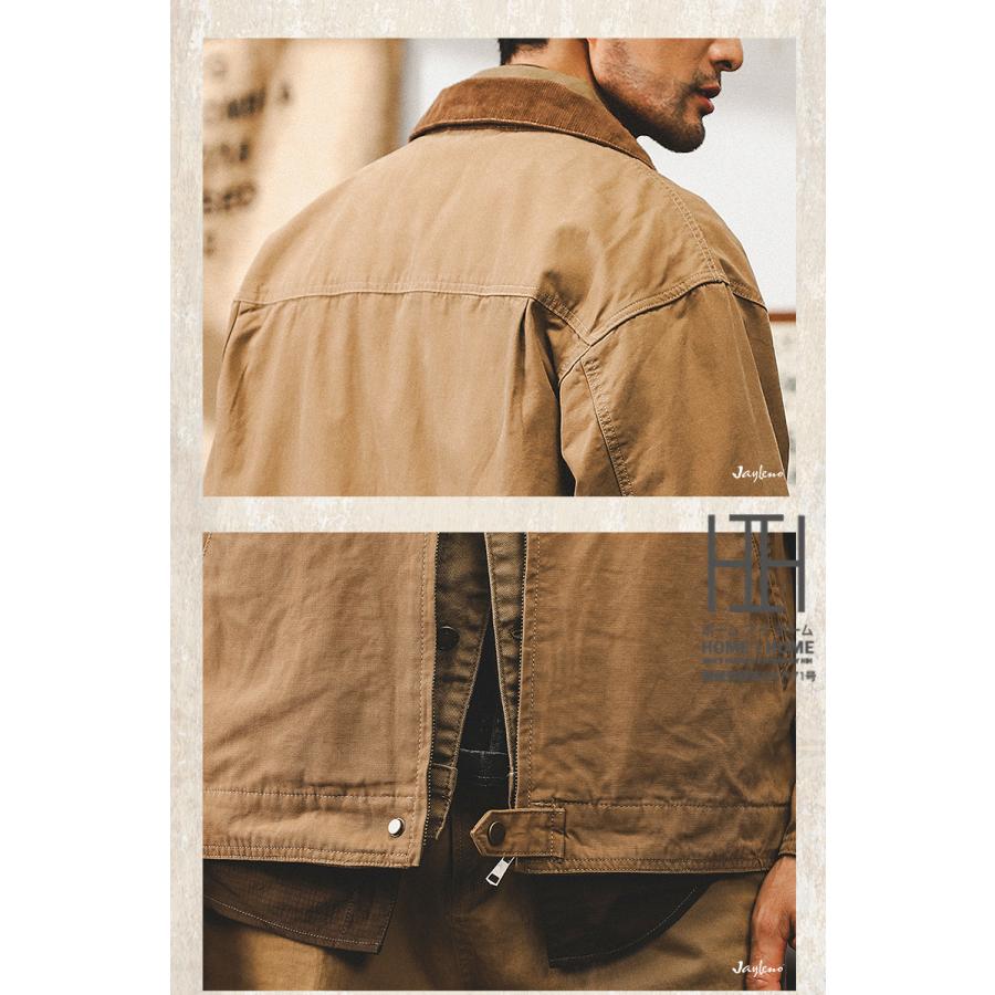 ジャケット デトロイトジャケット メンズ コーデュロイ襟 ワークジャケット ロゴ ワークウェア ブルゾン 防風 大きいサイズ メンズジャケット アウトドア | ホームアイホーム | 07