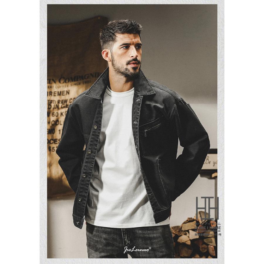 デニムジャケット Gジャン ジージャン メンズ 大きいサイズ カバーオール 綿100 ワーク シャツジャケット アウター デニム おしゃれ ジャケット ブルゾン 秋 冬 | ホームアイホーム | 11