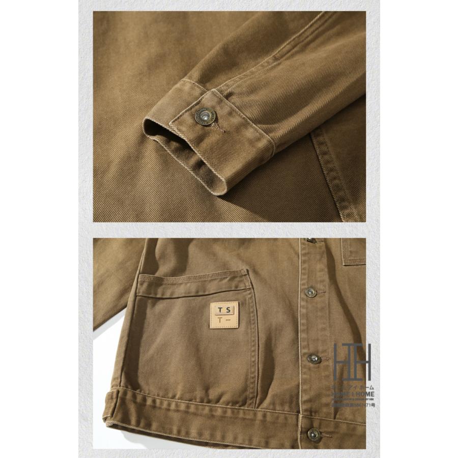 デニムジャケット Gジャン ジージャン メンズ 大きいサイズ カバーオール 綿100 ワーク シャツジャケット アウター デニム おしゃれ ジャケット ブルゾン 秋 冬 | ホームアイホーム | 07