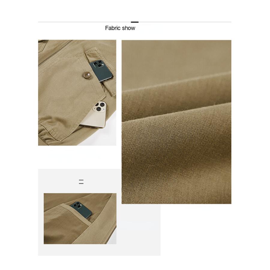 ミリタリージャケット ビッグポケット 綿生地 ワッペン ソフト ジップ留め 高品質 ロゴ ジャンパー メンズ 防寒 保温 アウトドア | ホームアイホーム | 05