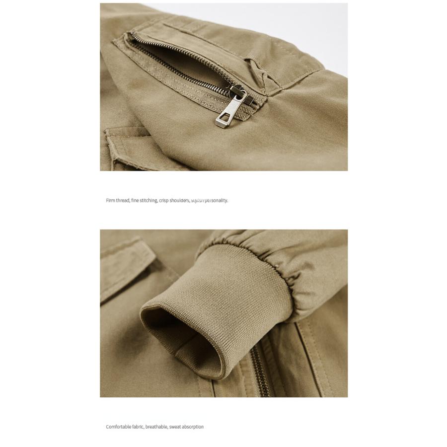 ミリタリージャケット ビッグポケット 綿生地 ワッペン ソフト ジップ留め 高品質 ロゴ ジャンパー メンズ 防寒 保温 アウトドア | ホームアイホーム | 07