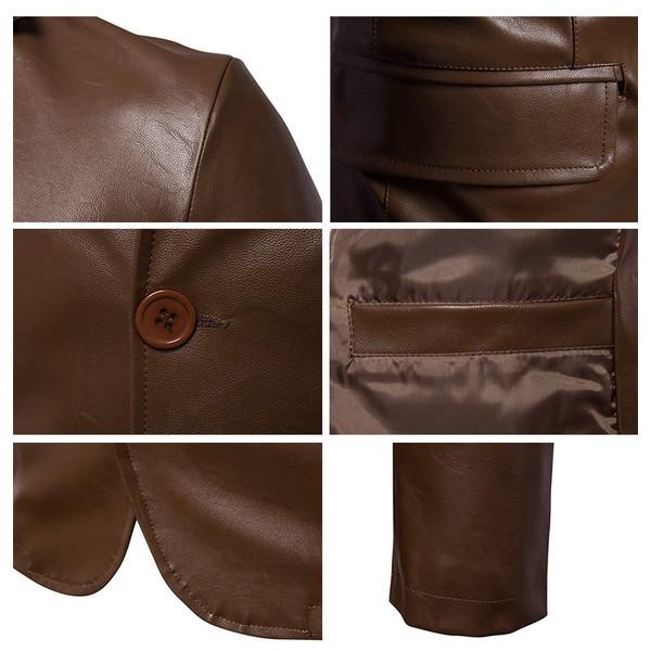 革ジャン レザージャケット 無地 メンズ 2ボタンテーラードジャケット ビジネス スーツ アウター 通勤 秋冬カジュアル 大きいサイズ | ホームアイホーム | 05