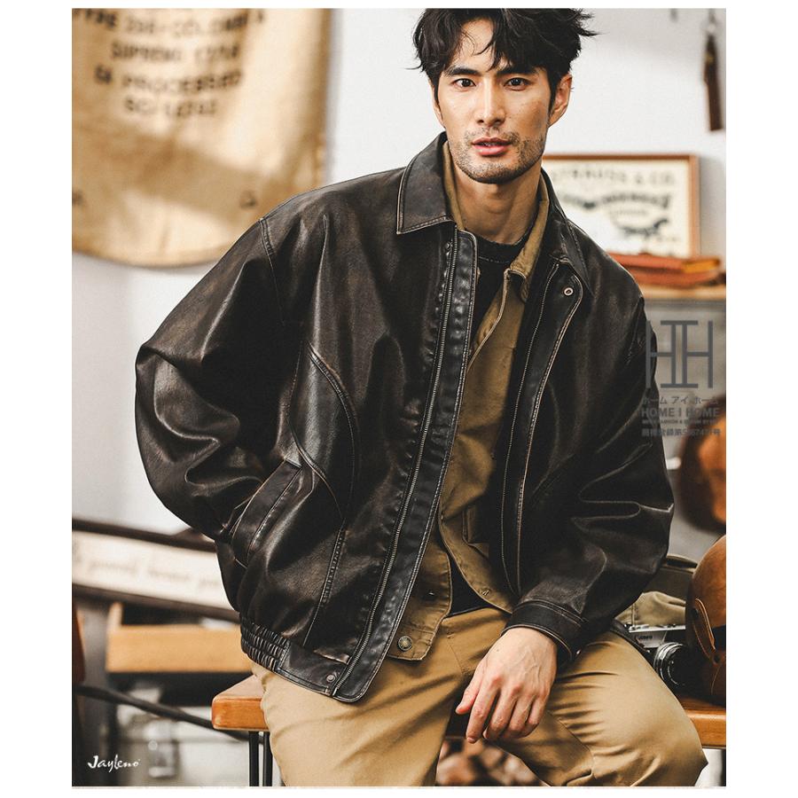 レザージャケット メンズ ライダースジャケット メンズ PU フェイクレザー おしゃれ 皮ジャン 革ジャン 大きいサイズ バイクジャケット トラッカージャケット | ホームアイホーム | 01