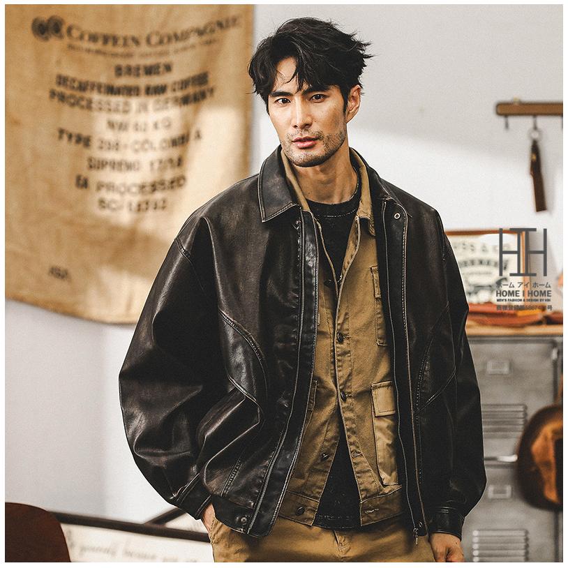 レザージャケット メンズ ライダースジャケット メンズ PU フェイクレザー おしゃれ 皮ジャン 革ジャン 大きいサイズ バイクジャケット トラッカージャケット | ホームアイホーム | 03