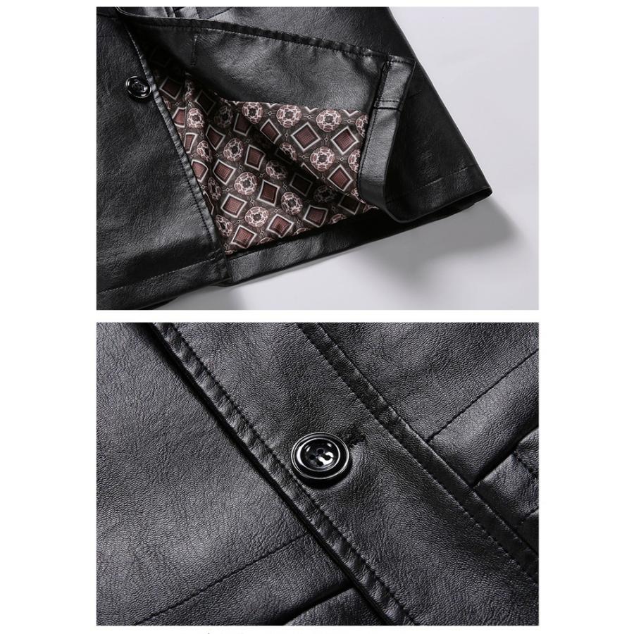 革ジャン メンズ ジャケット PUレザーライダースジャケット 防風 フェイクレザー コート かっこいい ストリート 春 秋 冬 | ホームアイホーム | 11