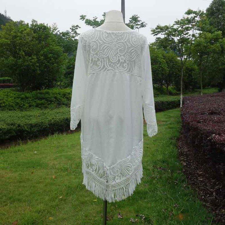 チュニック 水着の上に着る レディース ビーチウェア 速乾性 一部レース シースルー フリンジ ゆったり 日焼け防止 紫外線対策 体型カバー ラッシュガード | ホームアイホーム | 07