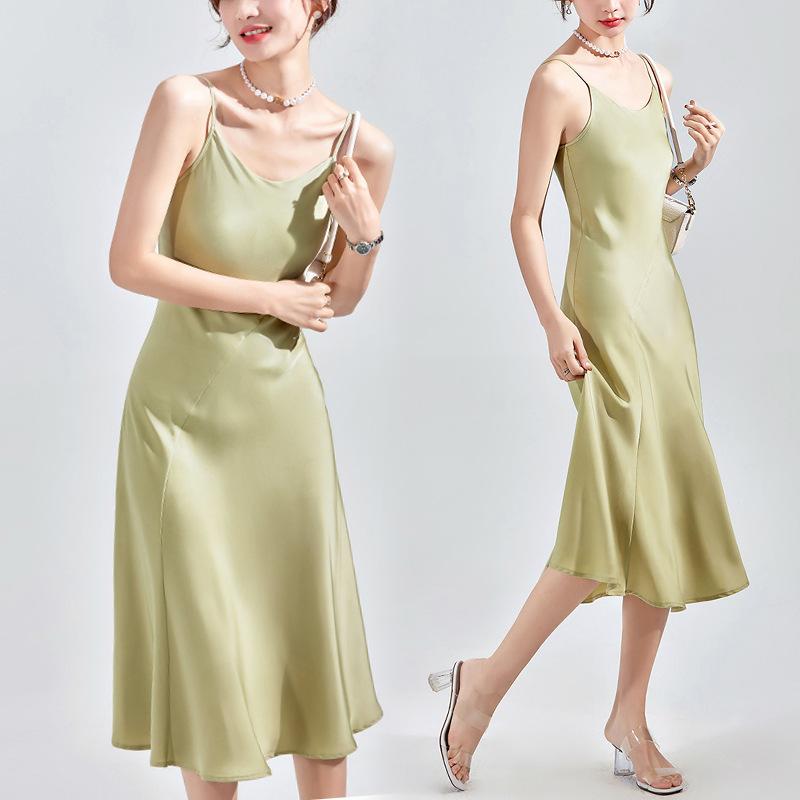 ワンピース キャミ 無地 ノースリーブ ロング丈 ハイウエスト フレア 夏 キャミソール ワンピース ベーシック レディースファッション | ホームアイホーム