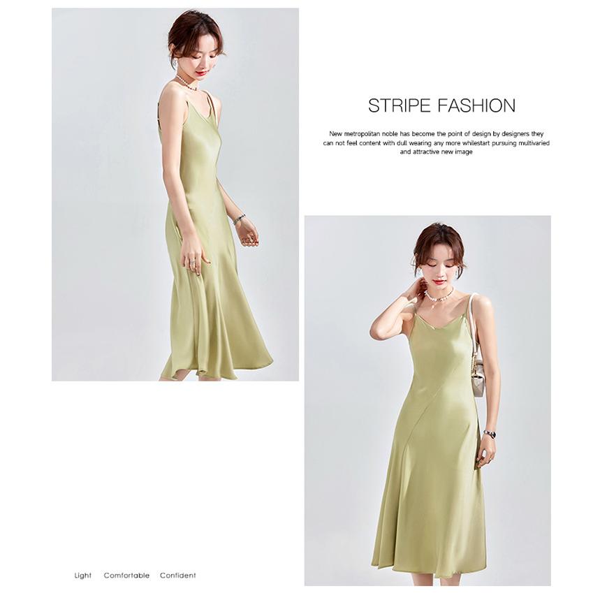 ワンピース キャミ 無地 ノースリーブ ロング丈 ハイウエスト フレア 夏 キャミソール ワンピース ベーシック レディースファッション | ホームアイホーム | 11