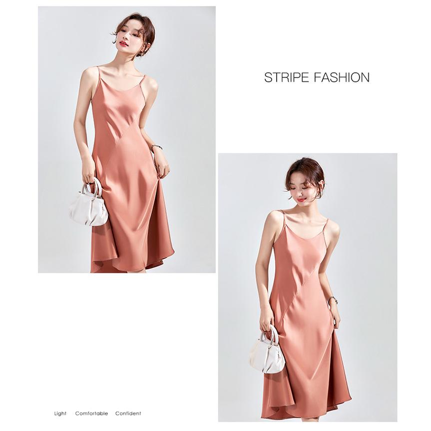 ワンピース キャミ 無地 ノースリーブ ロング丈 ハイウエスト フレア 夏 キャミソール ワンピース ベーシック レディースファッション | ホームアイホーム | 19