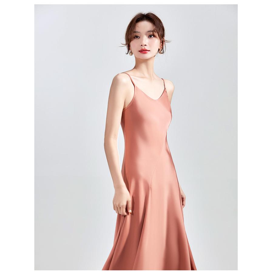 ワンピース キャミ 無地 ノースリーブ ロング丈 ハイウエスト フレア 夏 キャミソール ワンピース ベーシック レディースファッション | ホームアイホーム | 20