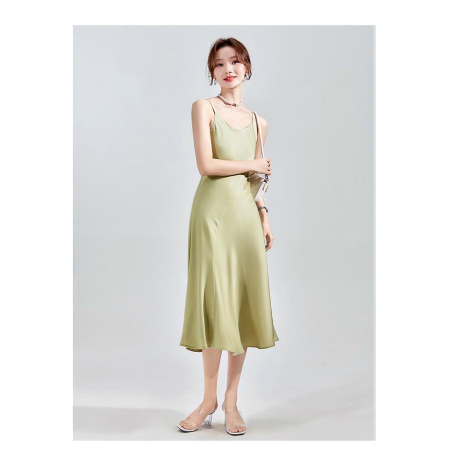 ワンピース キャミ 無地 ノースリーブ ロング丈 ハイウエスト フレア 夏 キャミソール ワンピース ベーシック レディースファッション | ホームアイホーム | 10