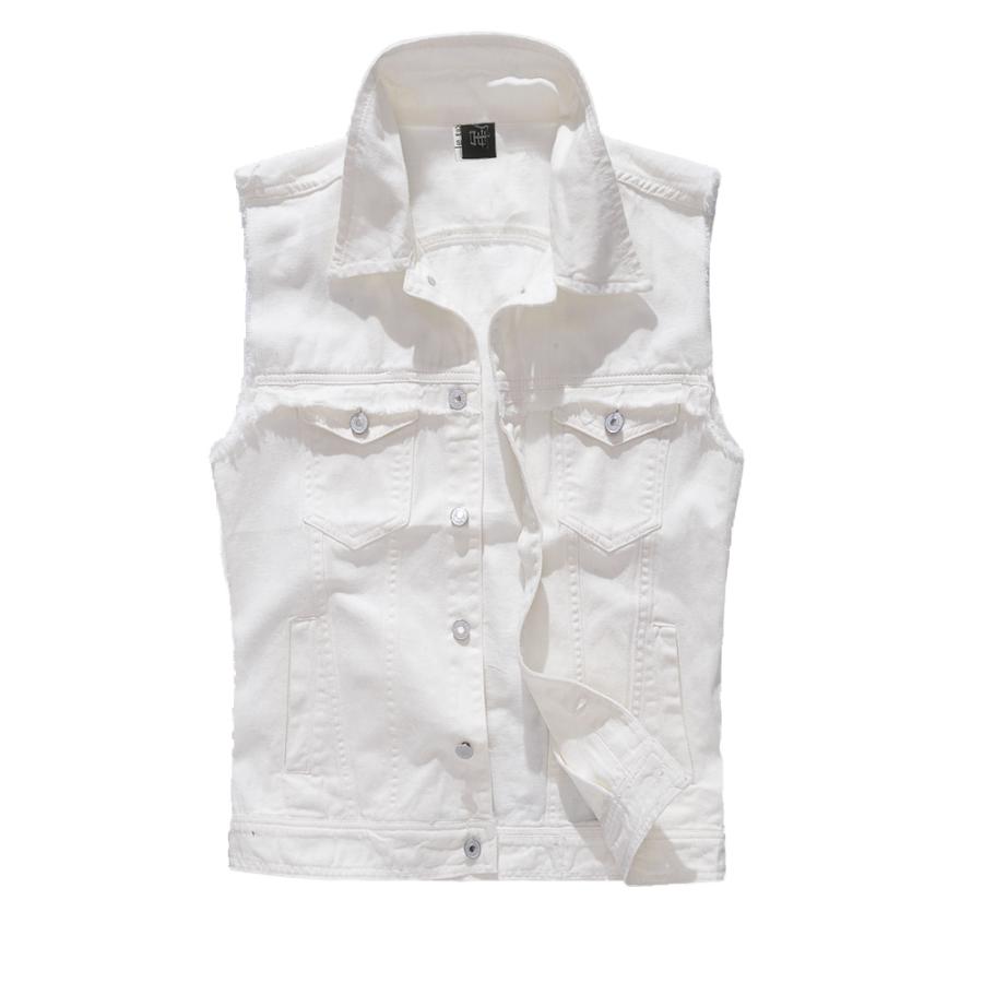 白デニム 爽やか ホワイトジャケット ベスト 袖なし 前開きベスト Gジャン カットオフ 街着 お兄系 ホワイト M重ね着 | ホームアイホーム | 01