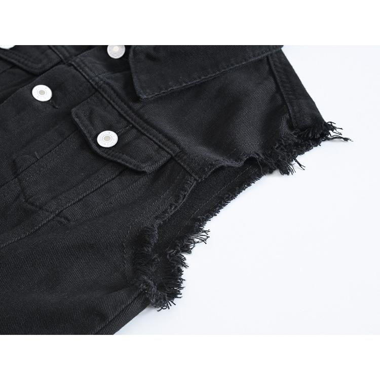 デニムベスト 白ベスト カップルウエア Gジャン 街着 カジュアル ストリート オシャレ ユニセックス Mブラック | ホームアイホーム | 08