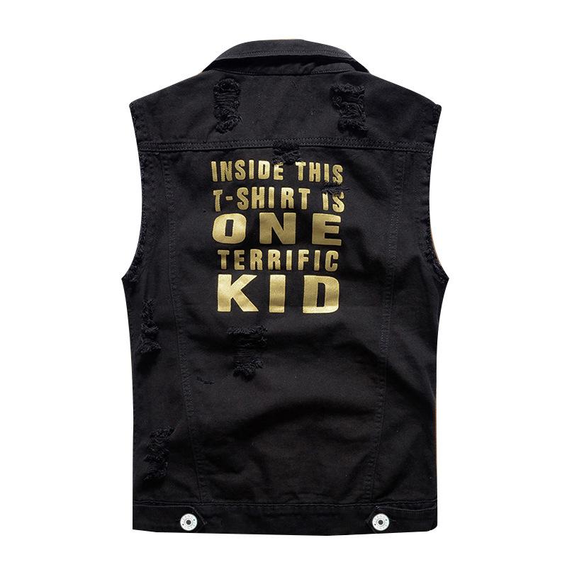 アメカジベスト バックプリント お兄系 英文字 カジュアル ユニセックス デニムジャケット オシャレ 前開きベスト メンズ Gジャン | ホームアイホーム | 01