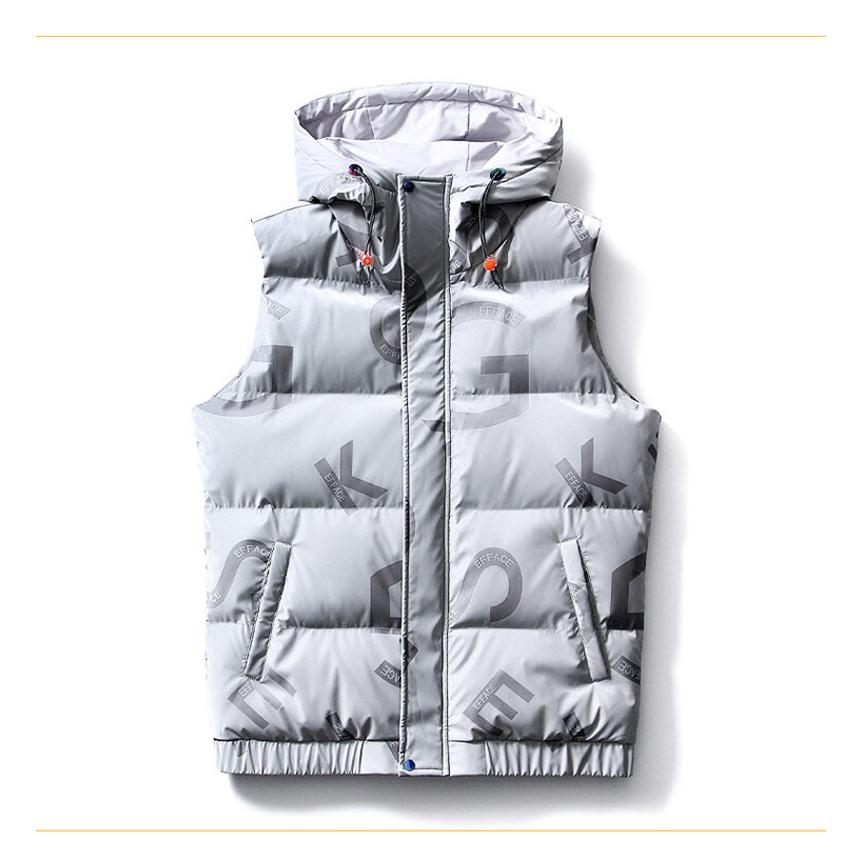 中綿ベスト 中綿入り フード付き メンズ 英文字 おしゃれ プリント 防寒対策 暖かい カジュアル あったか 秋冬 前開き アウター 防寒ベスト | ホームアイホーム | 04