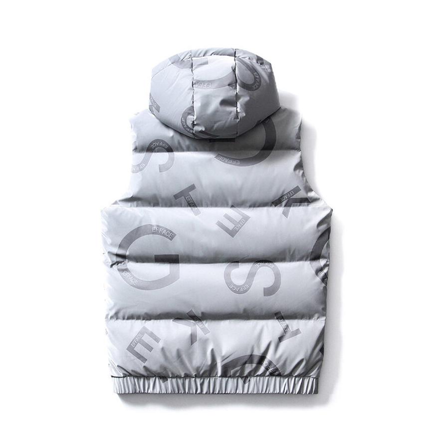 中綿ベスト 中綿入り フード付き メンズ 英文字 おしゃれ プリント 防寒対策 暖かい カジュアル あったか 秋冬 前開き アウター 防寒ベスト | ホームアイホーム | 05