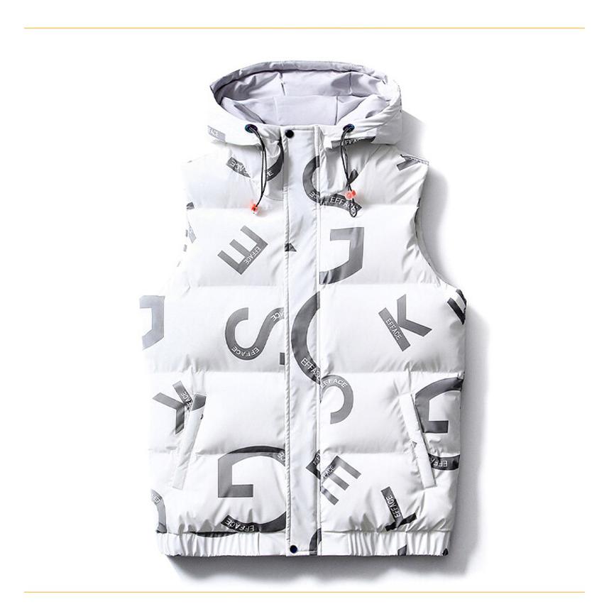中綿ベスト 中綿入り フード付き メンズ 英文字 おしゃれ プリント 防寒対策 暖かい カジュアル あったか 秋冬 前開き アウター 防寒ベスト | ホームアイホーム | 06