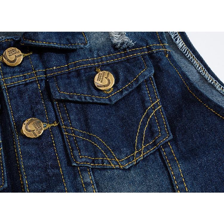 前開きベスト デニムベスト ユニセックス 男女兼用 ベストクラッシュ加工 デニムジャケット ビンテージ カジュアル ストリート | ホームアイホーム | 04