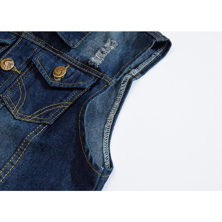 前開きベスト デニムベスト ユニセックス 男女兼用 ベストクラッシュ加工 デニムジャケット ビンテージ カジュアル ストリート | ホームアイホーム | 05