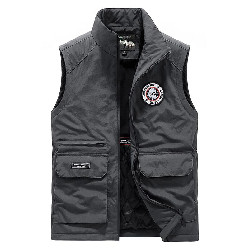 中綿ベスト メンズ 前開きベスト アウトドアベスト 中綿入り マルチポケット釣り レジャー ジップアップ シンプル ジレ 作業着 カジュアル | ホームアイホーム | 02