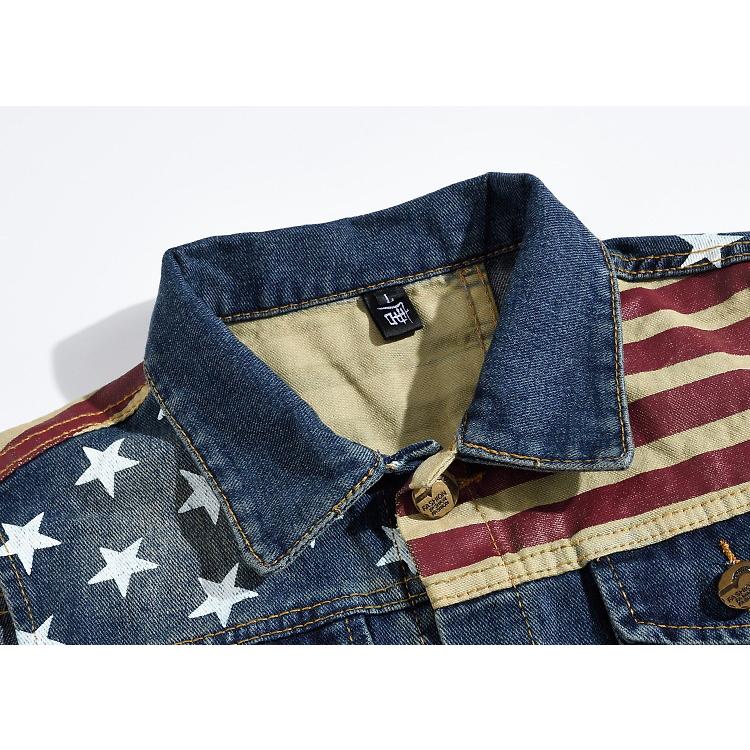 プリント ベスト アメカジ スリム デニムベスト ノースリーブ Gジャン ユニセックス カジュアルジャケット 重ね着 トップス | ホームアイホーム | 03