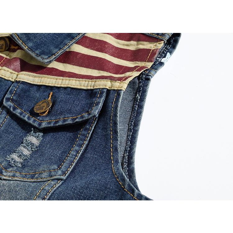 プリント ベスト アメカジ スリム デニムベスト ノースリーブ Gジャン ユニセックス カジュアルジャケット 重ね着 トップス | ホームアイホーム | 05