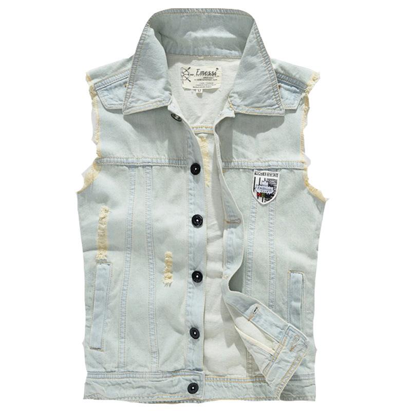 Gジャン メンズ クラッシュ加工 前開きベスト ブリーチ加工 ノースリーブ カットオフ アメカジ カジュアル ストリート | ホームアイホーム | 01