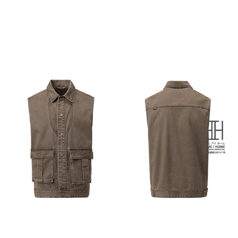 綿 100 ベスト ジレ メンズ 作業服 大きいサイズ ウォッシュ加工 レイヤード ワークベスト アメカジ ストリート アウトドア アメカジ ワーク バイカー カーゴ | ホームアイホーム | 10