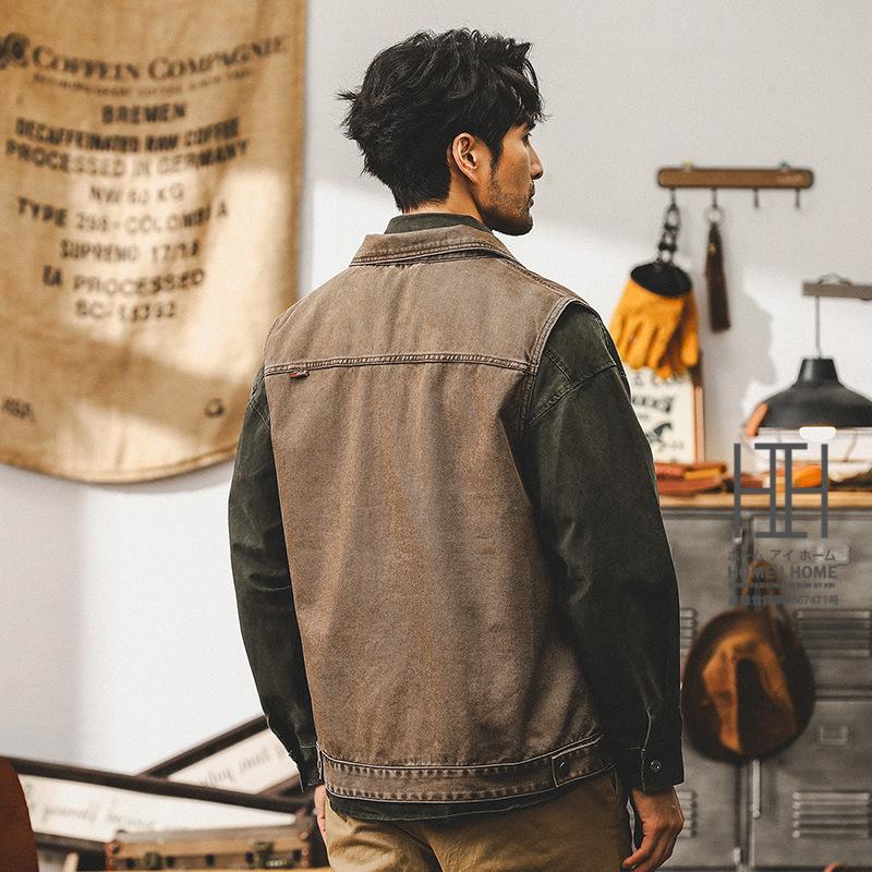 綿 100 ベスト ジレ メンズ 作業服 大きいサイズ ウォッシュ加工 レイヤード ワークベスト アメカジ ストリート アウトドア アメカジ ワーク バイカー カーゴ | ホームアイホーム | 03