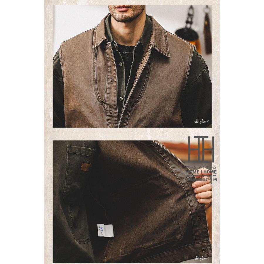 綿 100 ベスト ジレ メンズ 作業服 大きいサイズ ウォッシュ加工 レイヤード ワークベスト アメカジ ストリート アウトドア アメカジ ワーク バイカー カーゴ | ホームアイホーム | 04