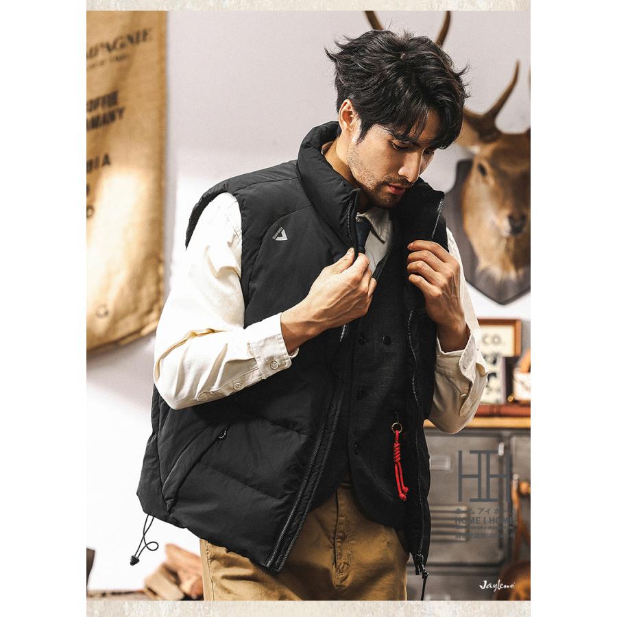 ダウン90 ダウンベスト メンズ 大きいサイズ 軽量 おしゃれ 暖かい 防寒 保温 ふんわり ダウンジャケット 秋冬 あったか キャンプ アウトドア バイク 通勤 通学 | ホームアイホーム | 06