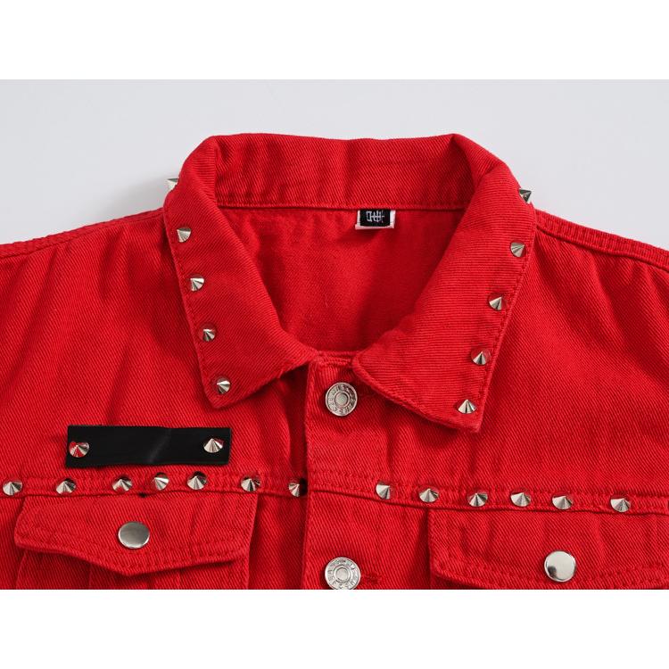 デニムベスト ベスト かっこいい スタッズリベット ノースリーブジャケット デニムジャケット Gジャン ユニセックス お兄系 ストリート | ホームアイホーム | 15