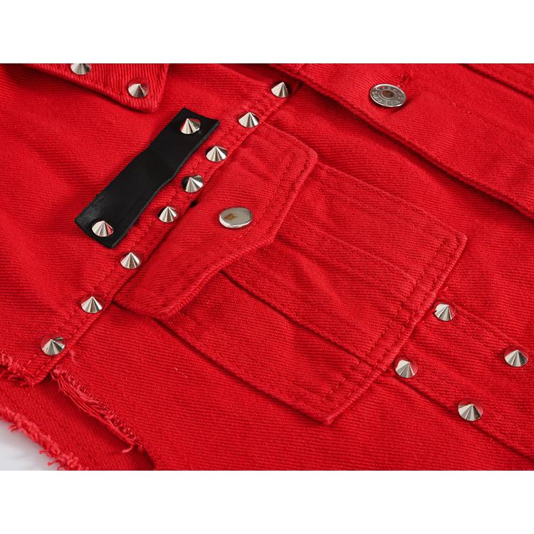 デニムベスト ベスト かっこいい スタッズリベット ノースリーブジャケット デニムジャケット Gジャン ユニセックス お兄系 ストリート | ホームアイホーム | 16