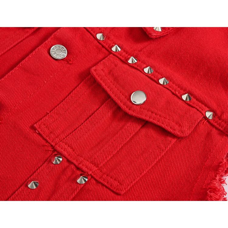 デニムベスト ベスト かっこいい スタッズリベット ノースリーブジャケット デニムジャケット Gジャン ユニセックス お兄系 ストリート | ホームアイホーム | 18