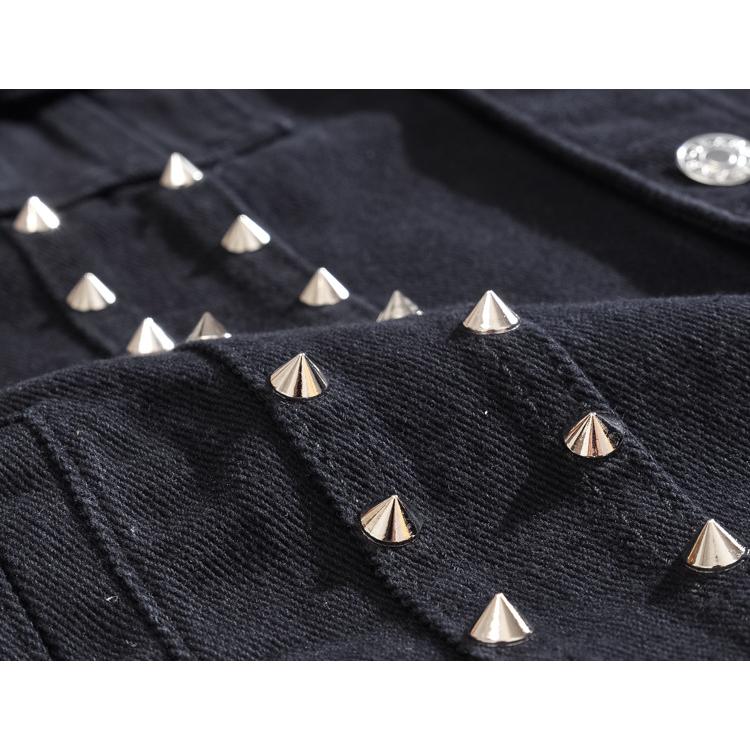 デニムベスト ベスト かっこいい スタッズリベット ノースリーブジャケット デニムジャケット Gジャン ユニセックス お兄系 ストリート | ホームアイホーム | 07