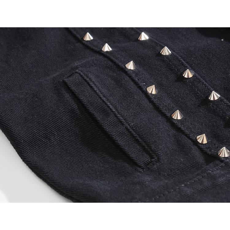 デニムベスト ベスト かっこいい スタッズリベット ノースリーブジャケット デニムジャケット Gジャン ユニセックス お兄系 ストリート | ホームアイホーム | 08