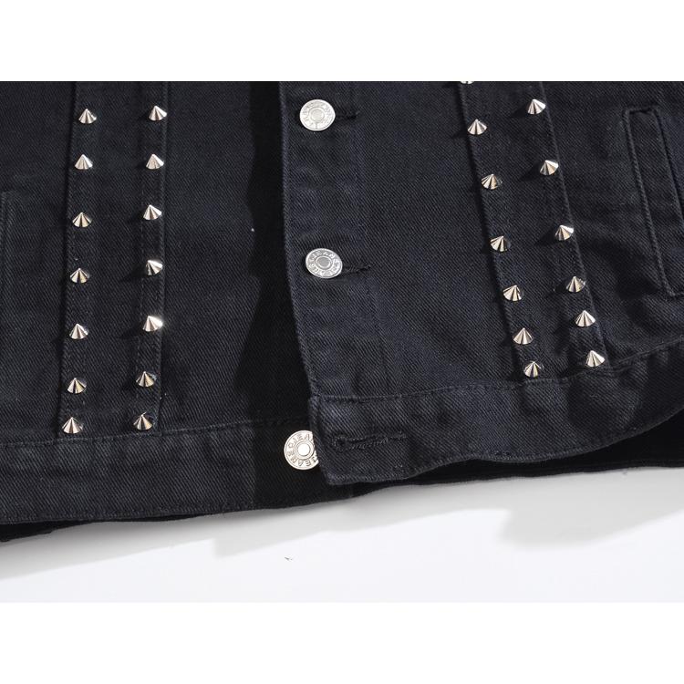 デニムベスト ベスト かっこいい スタッズリベット ノースリーブジャケット デニムジャケット Gジャン ユニセックス お兄系 ストリート | ホームアイホーム | 09