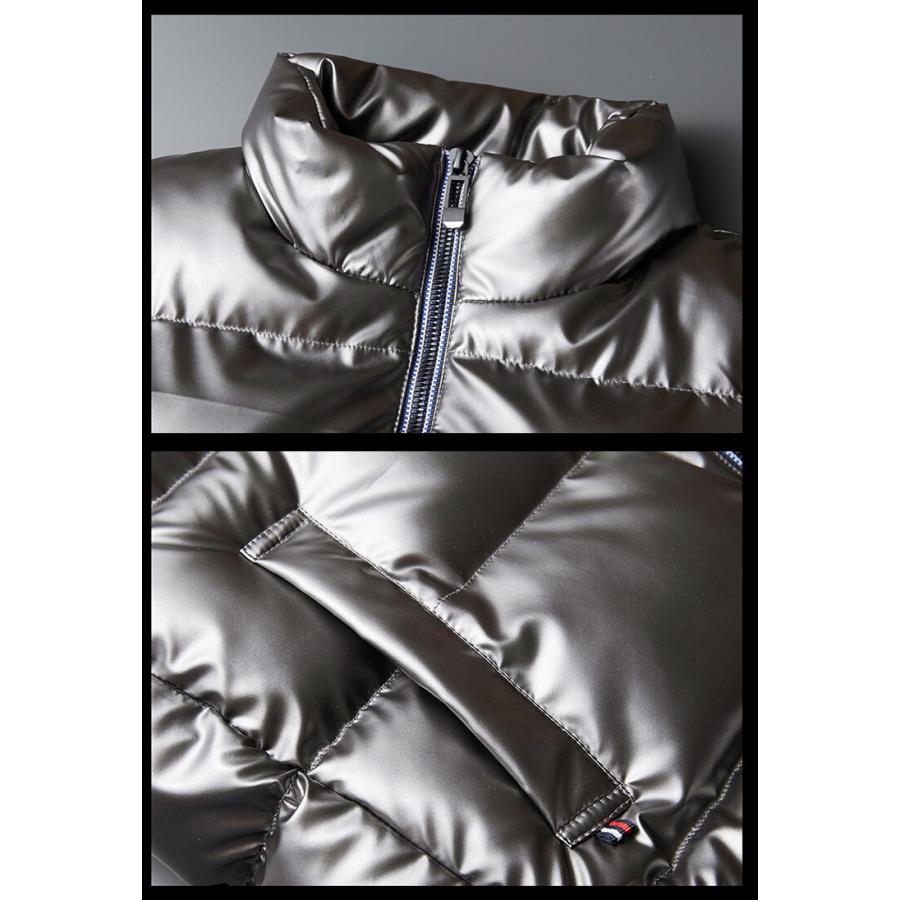 ダウンベスト 中綿入り 無地 メンズ 光沢感 防風 おしゃれ 防寒 暖かい 前開き カジュアル 秋冬 ジレ あったか 大きいサイズあり | ホームアイホーム | 14