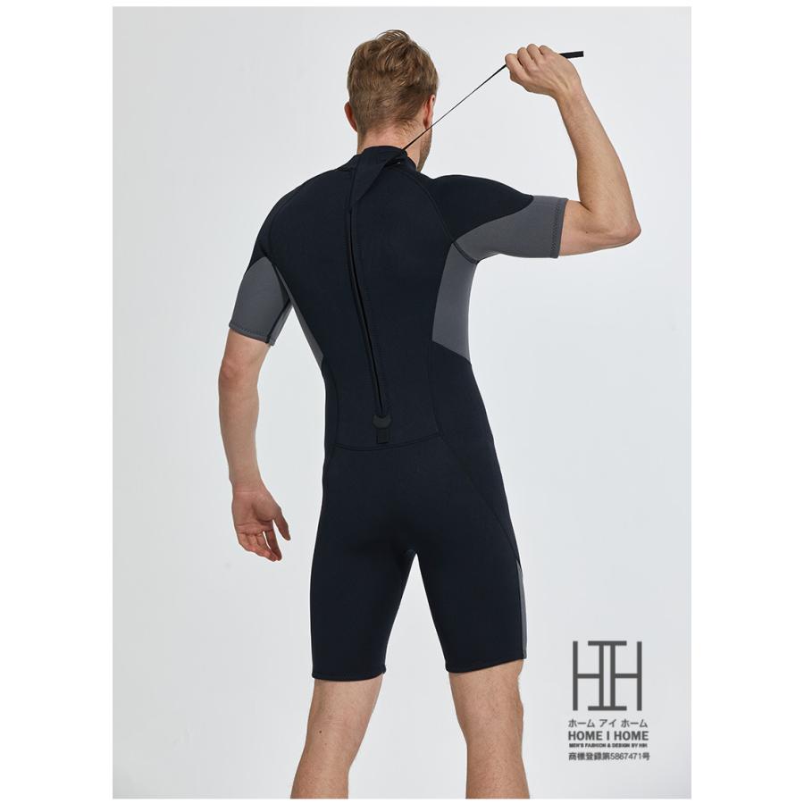 ウェットスーツ スプリング メンズ 2ｍｍ 3mm フルスーツ 半袖 ショート丈 水着 防寒 保温 サーフィン 水遊び バックジップ仕様 ネオプレーン ダイビング | ブランド登録なし | 12