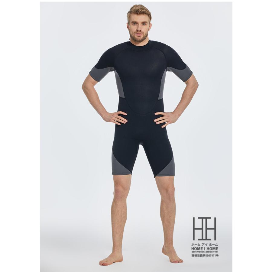 ウェットスーツ スプリング メンズ 2ｍｍ 3mm フルスーツ 半袖 ショート丈 水着 防寒 保温 サーフィン 水遊び バックジップ仕様 ネオプレーン ダイビング | ブランド登録なし | 07